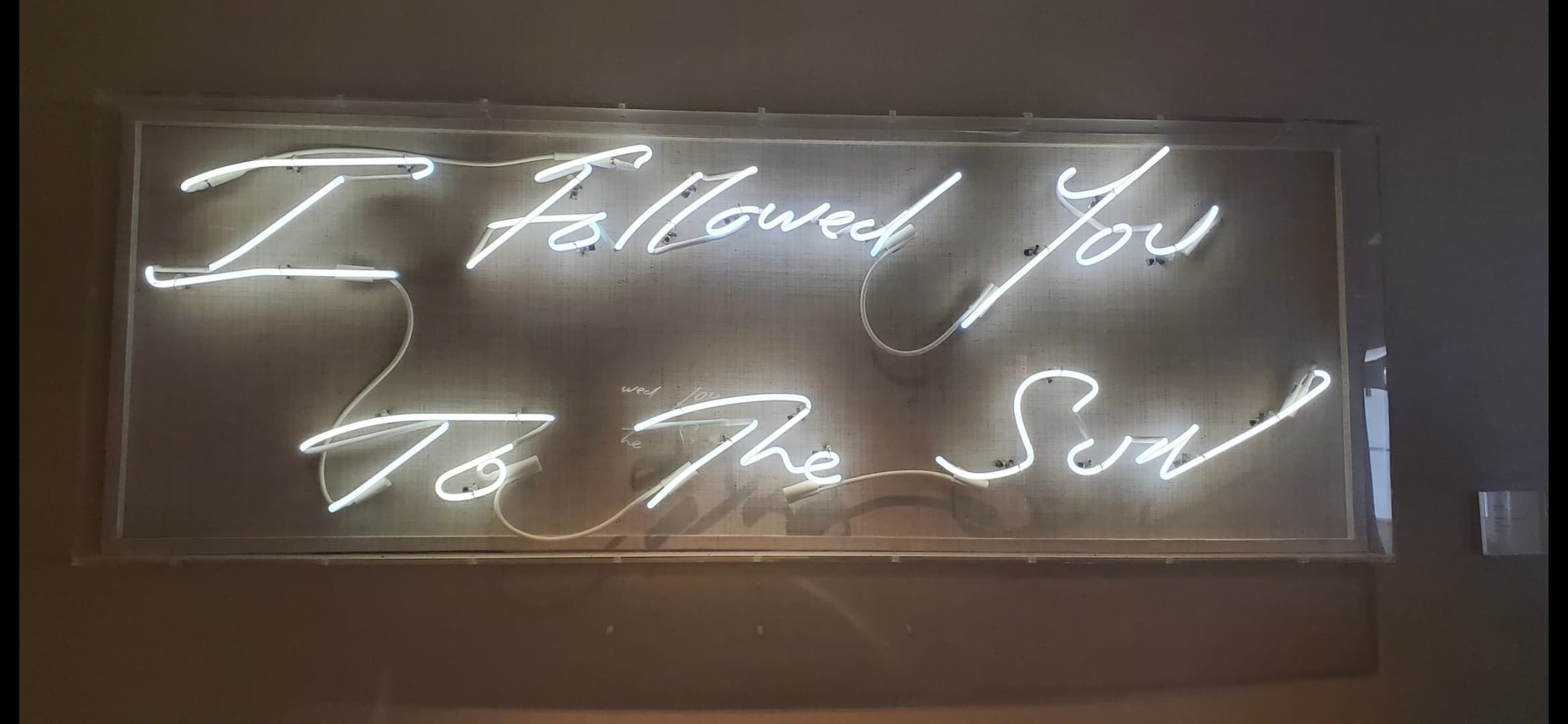 Neon script sign reading I followed you to the sun