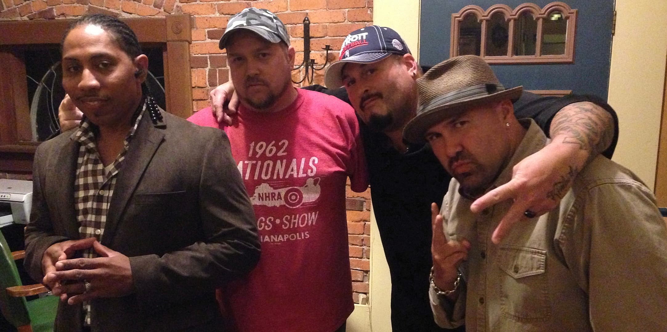 Kene Bell with Color Me Badd in a studio gathering