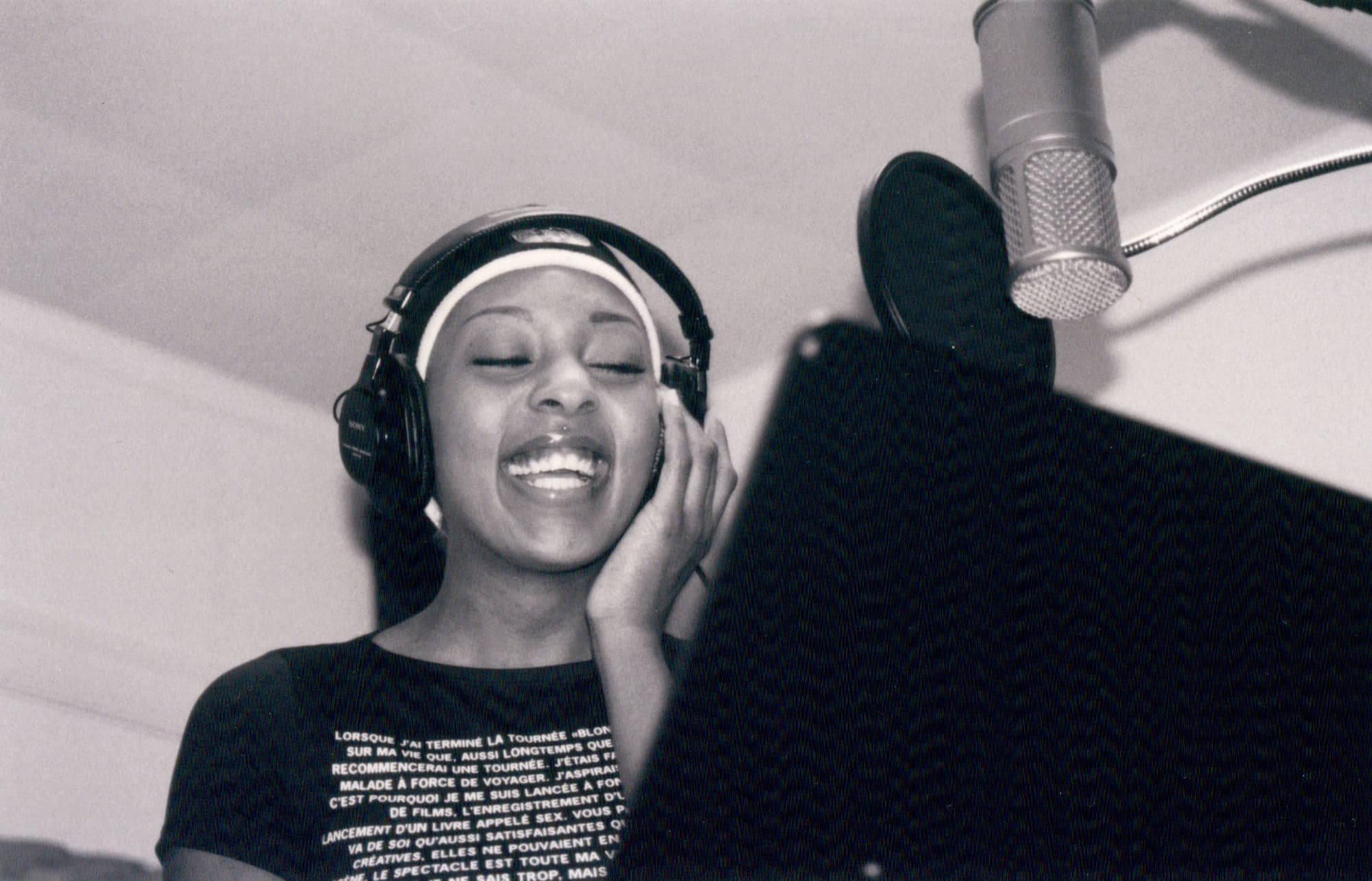 Out of Eden vocal session at the studio microphone