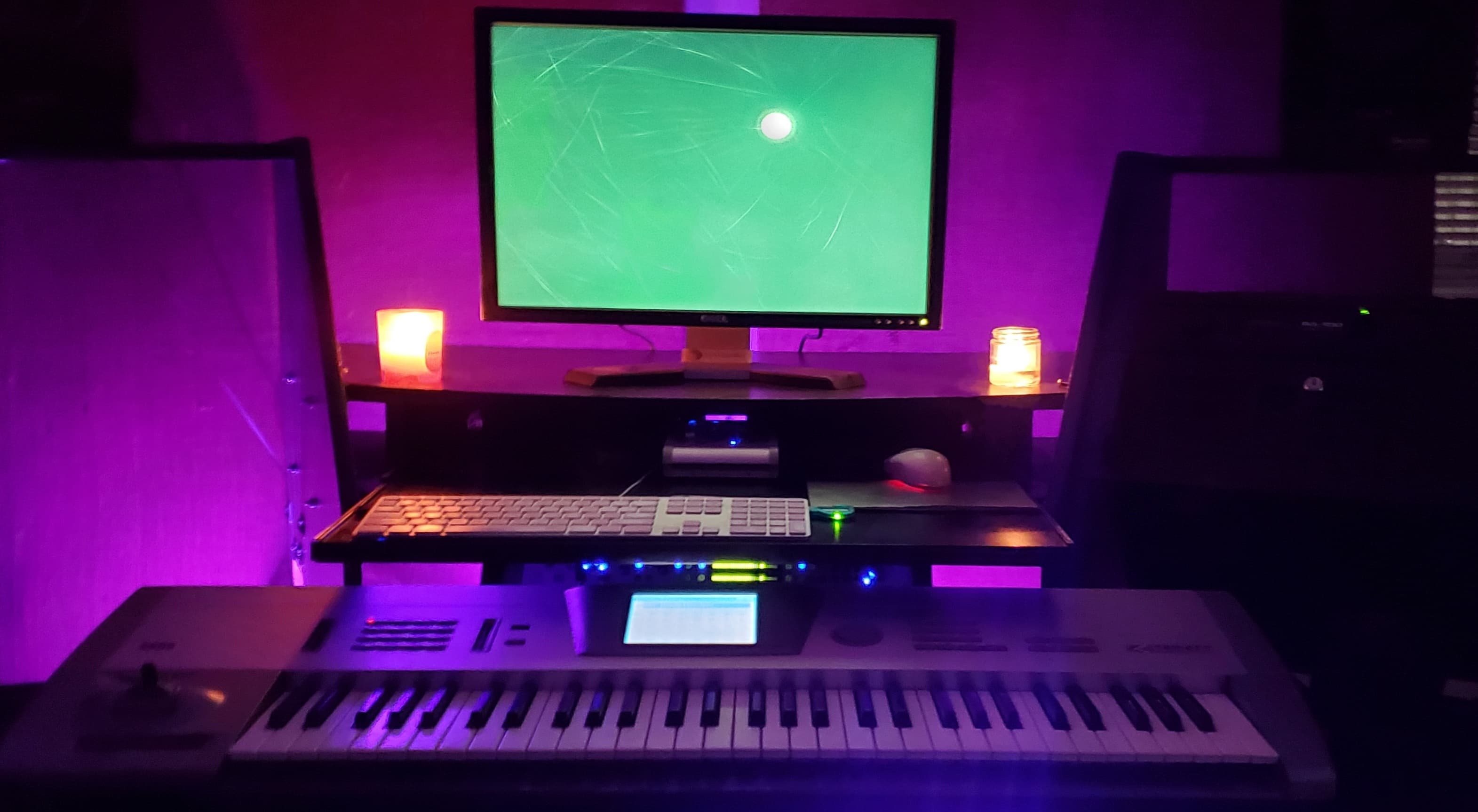 Front view of the current Ghostown Studios keyboard and workstation